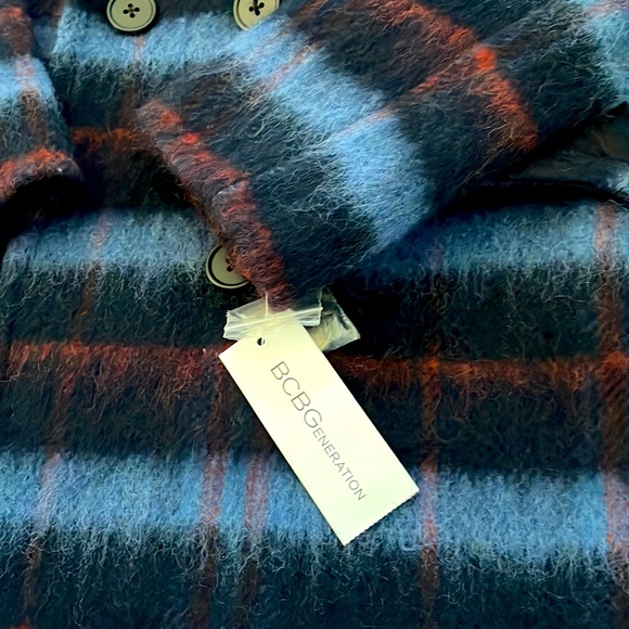 NWT BCBGeneration Double-Breasted Plaid Coat. - Picture 6 of 13
